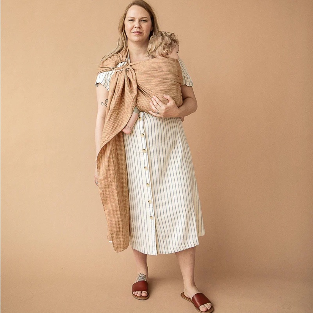 Wildbird Ring Sling in Nutmeg (orange and cream linen check)